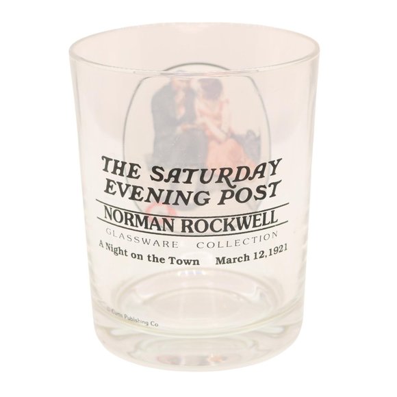 Norman Rockwell Saturday Evening Post Night on the Town Old Fashioned Glass - Picture 2 of 7